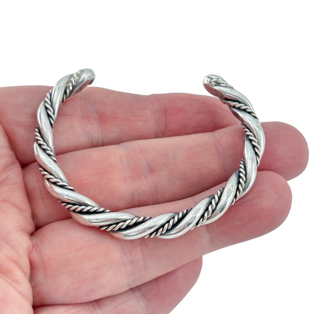 Vintage Sterling Silver 925 30 Grams Twisted Cuff Bracelet 6.25"